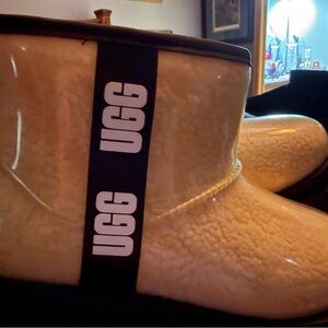 UGG Black and Cream Shearling Boots